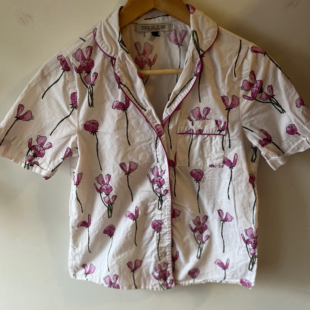 Their Nibs button up short sleeve Floral PJ Top XS